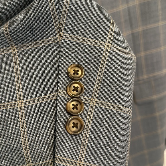 Brooks Brothers Blue Tan Checked Madison BrooksCool Half Lined Wool Blazer 42L - Picture 2 of 7